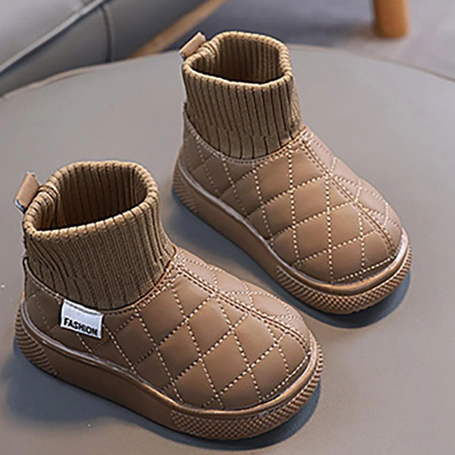 Детские зимние сапоги для девочек с мехом SHOPESSA, Khaki — фото 2
