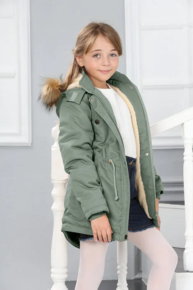 Детское пальто для девочек водонепроницаемое с капюшоном Jannock, Mint Green