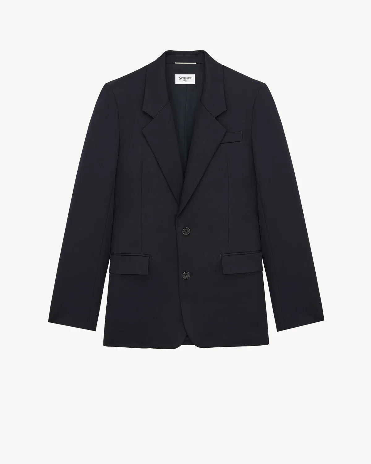 Однобортный пиджак из шерстяного габардина SAINT LAURENT, синий