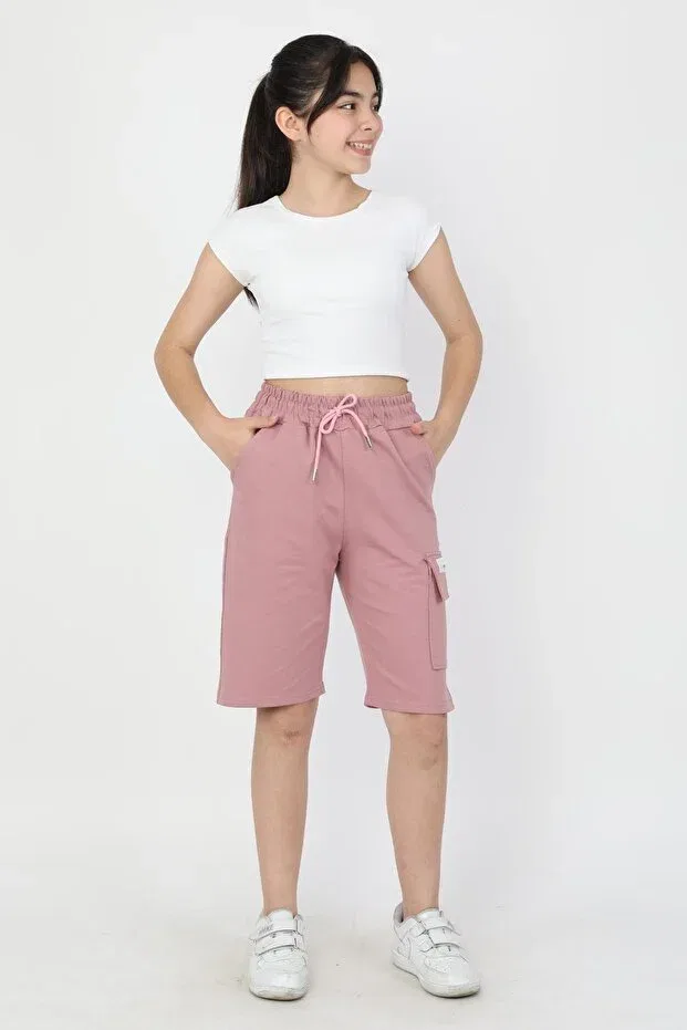 Детские шорты для девочек хлопковые с карманами Sportswear Asyakids Club, Salmon — фото 4