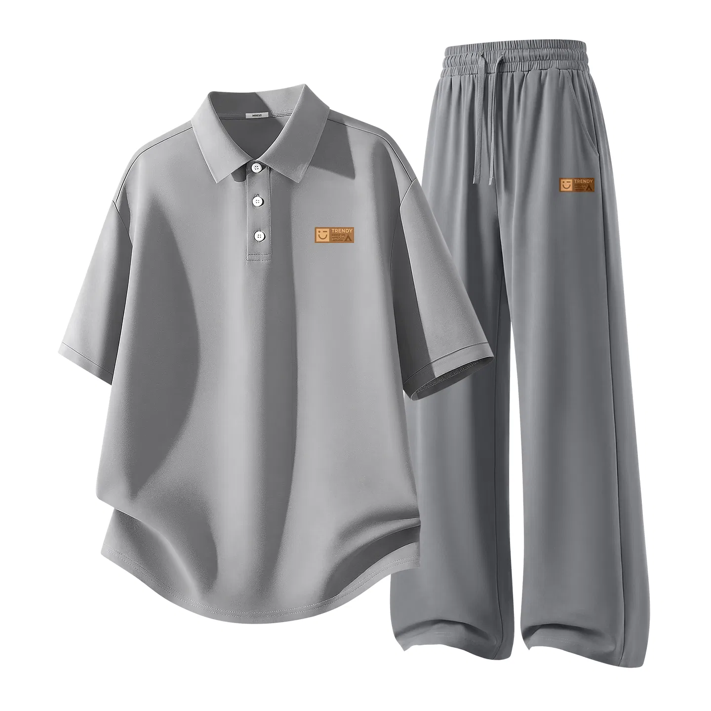 Детский комплект спортивной одежды, набор из 2 предметов, MINISO, Light Gray & Dark Gray