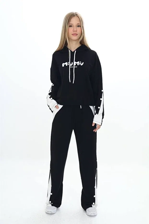 Детский спортивный комплект для девочек с полосками Pantulux, Black