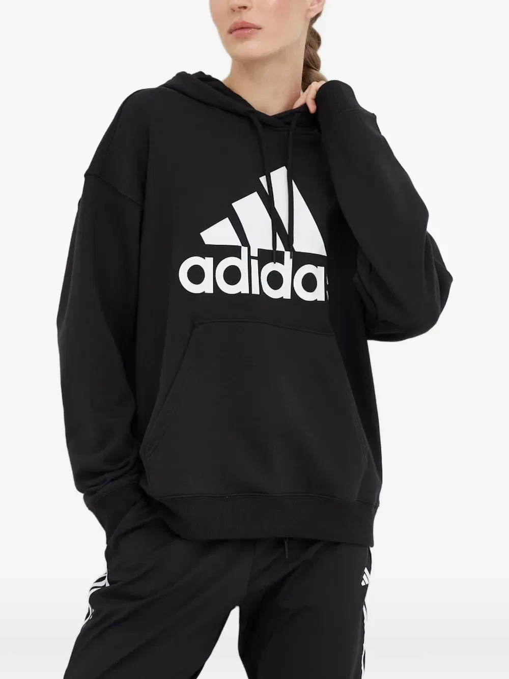 Толстовка с капюшоном и логотипом Adidas, черный