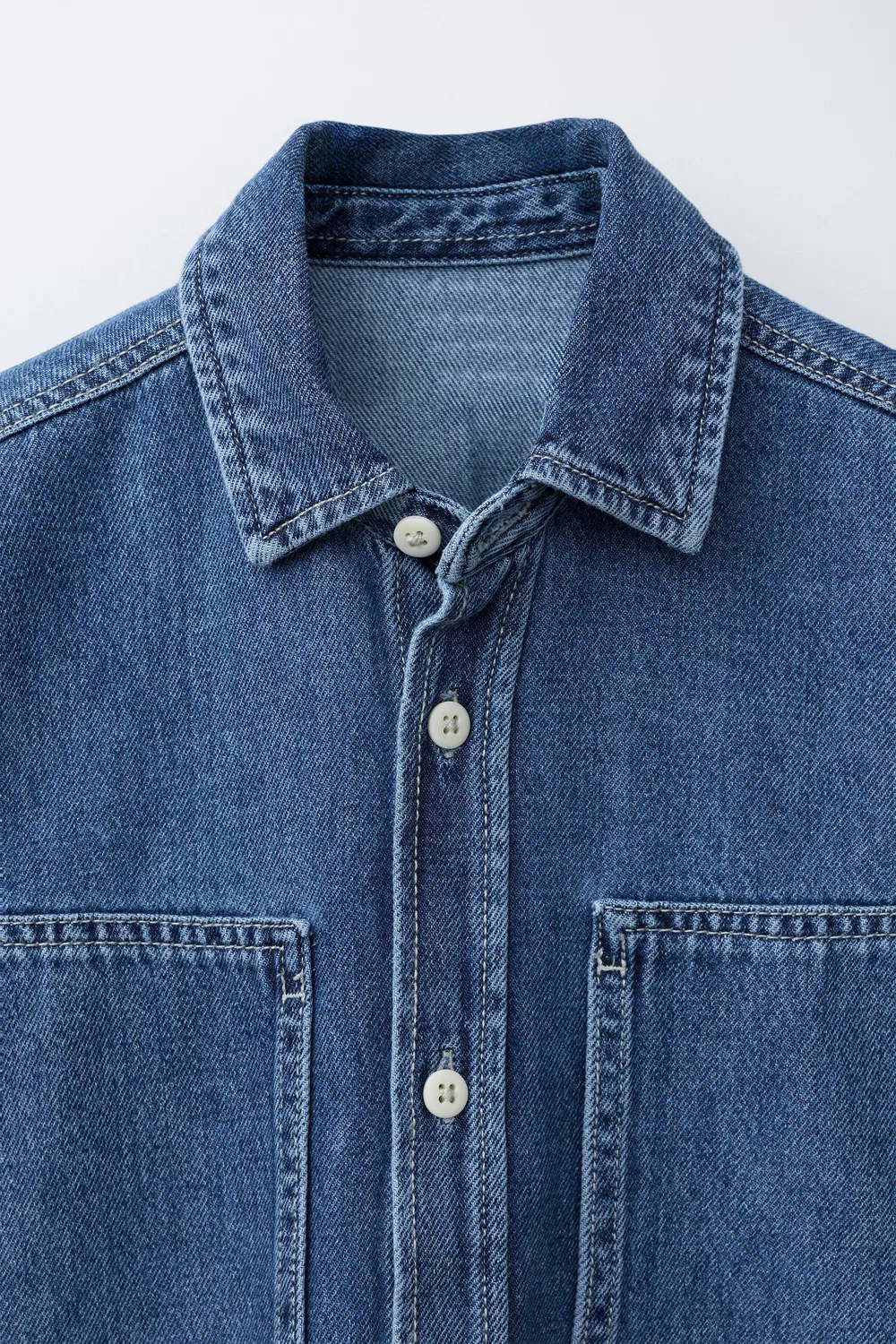 СВЕТЛАЯ ДЖИНСОВАЯ РУБАШКА ZARA, Mid-Blue — фото 3