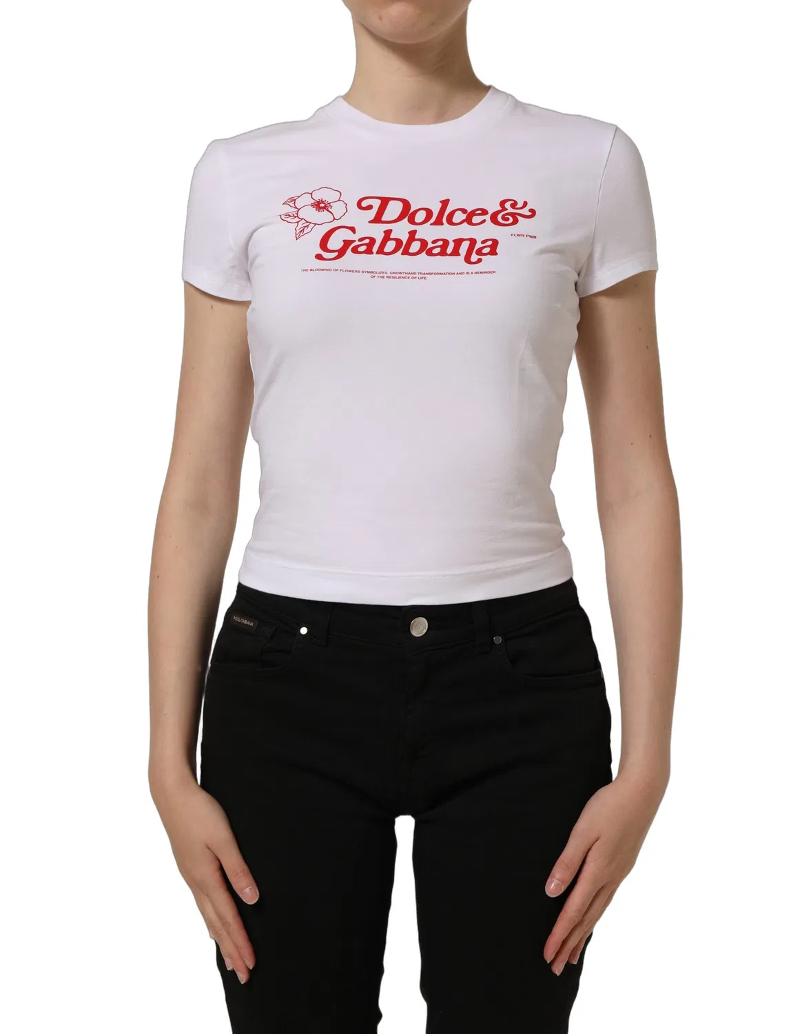Женская футболка с цветочным принтом White Floral Logo Print Dolce & Gabbana, White — фото 4