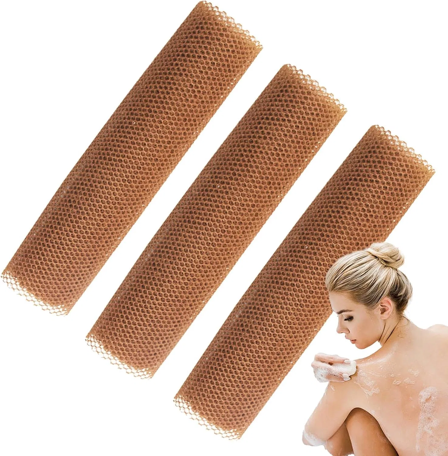 Сетчатая мочалка для тела, 3 шт, Nylon, Kaffee Generisch
