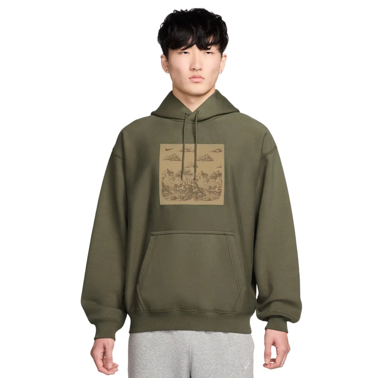 Толстовка мужская Nike NL Solo Swoosh Pullover, цвет Tan/Olive