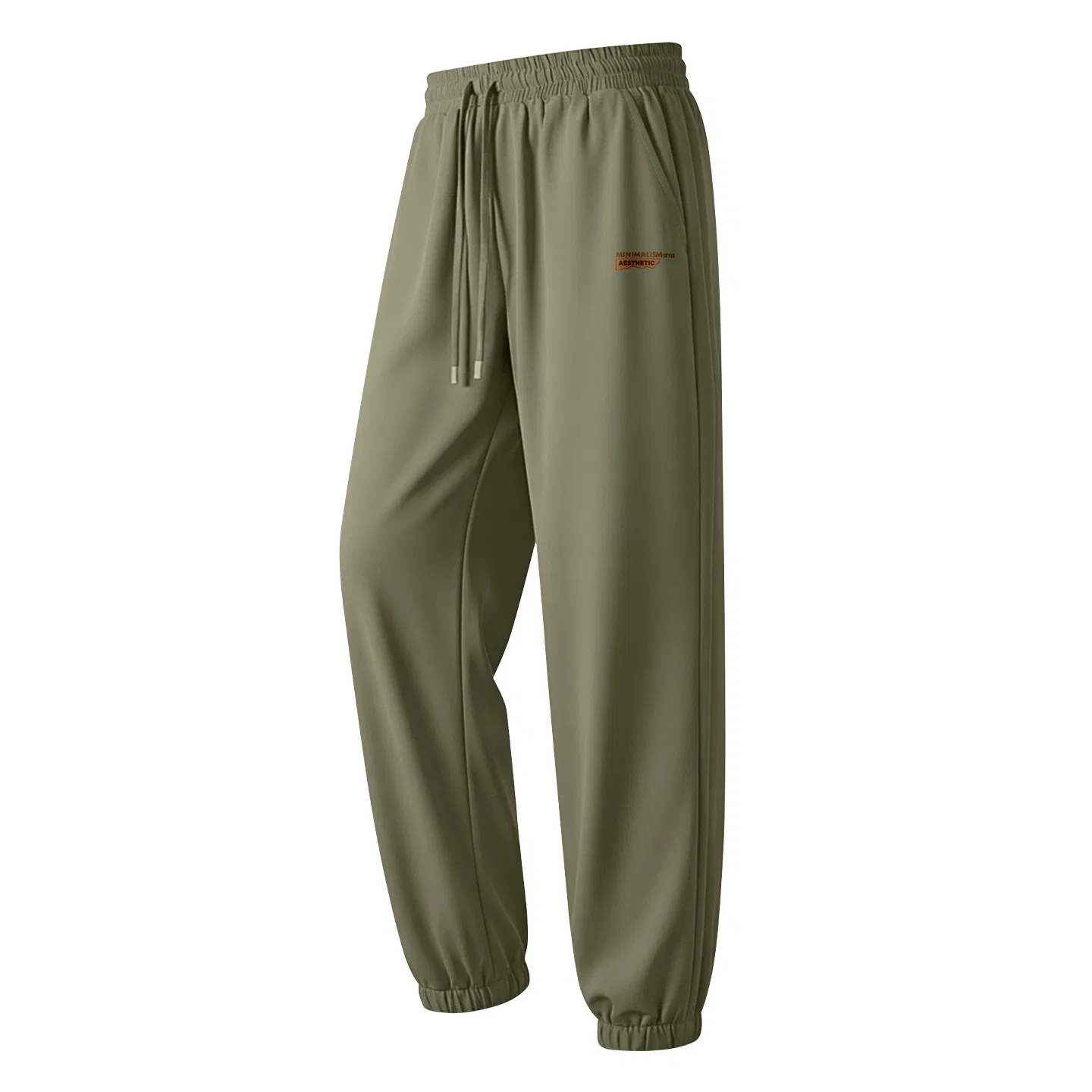 Детские спортивные штаны с манжетами Irregular Shape Sign Text Pants Logo MINISO, Ice Silk Cooling Olive Green