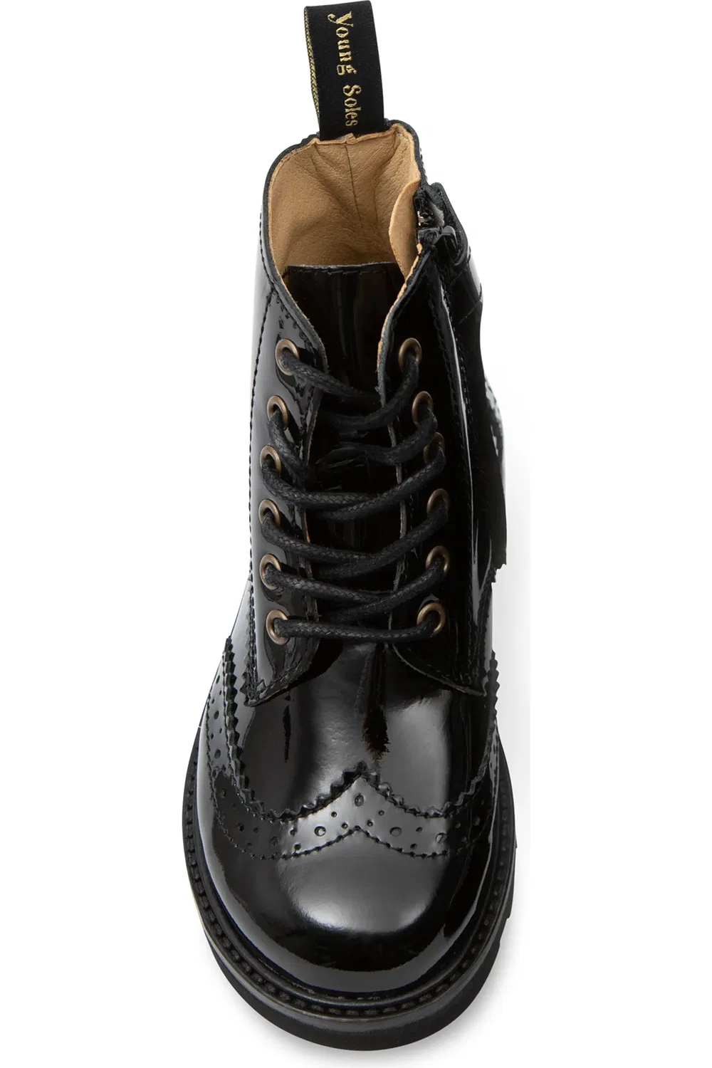 Детские ботинки броги с молнией Sidney Young Soles, Black Patent — фото 4