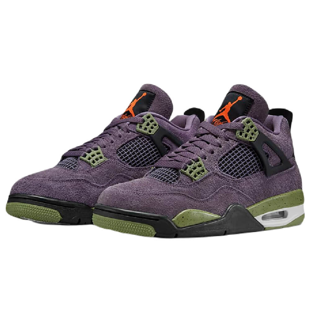 Кроссовки Nike Air Jordan 4 Retro, фиолетовый/черный/зеленый — фото 3