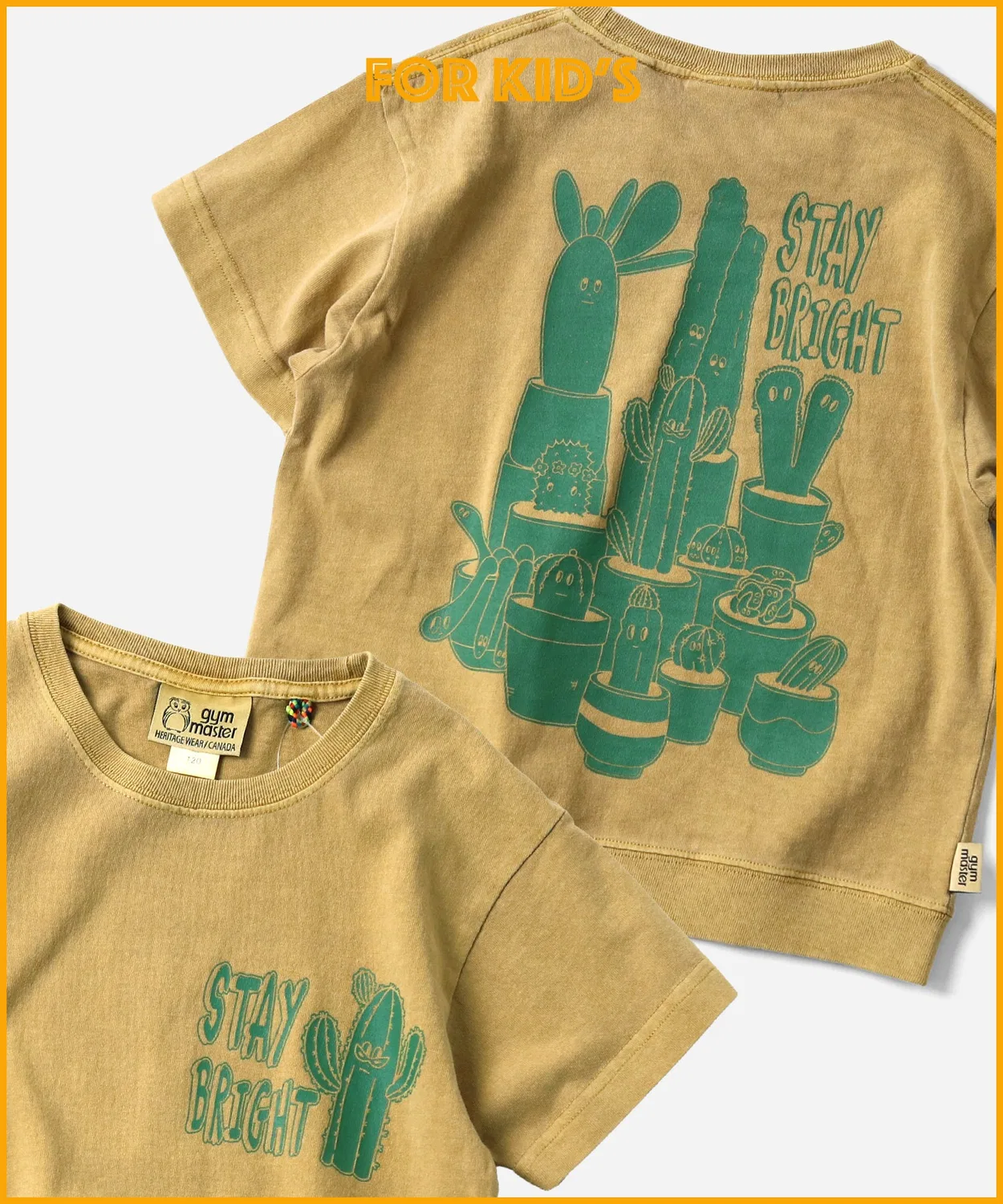 Детская футболка с принтом 6.2oz Pigment Cactus TEE gym master, Mustard