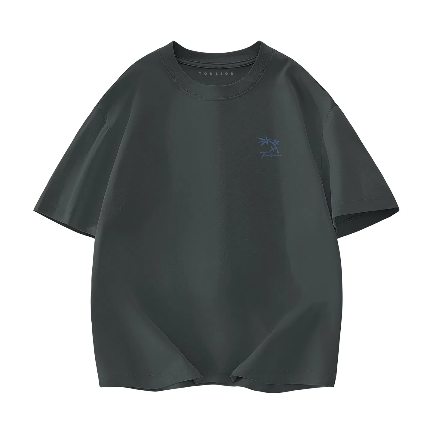 Детская футболка хлопковая с принтом Tang Lion Everyday Simple Basic Pure Cotton Round Neck Short-Sleeved T-Shirt Tonlion, Deep Grey