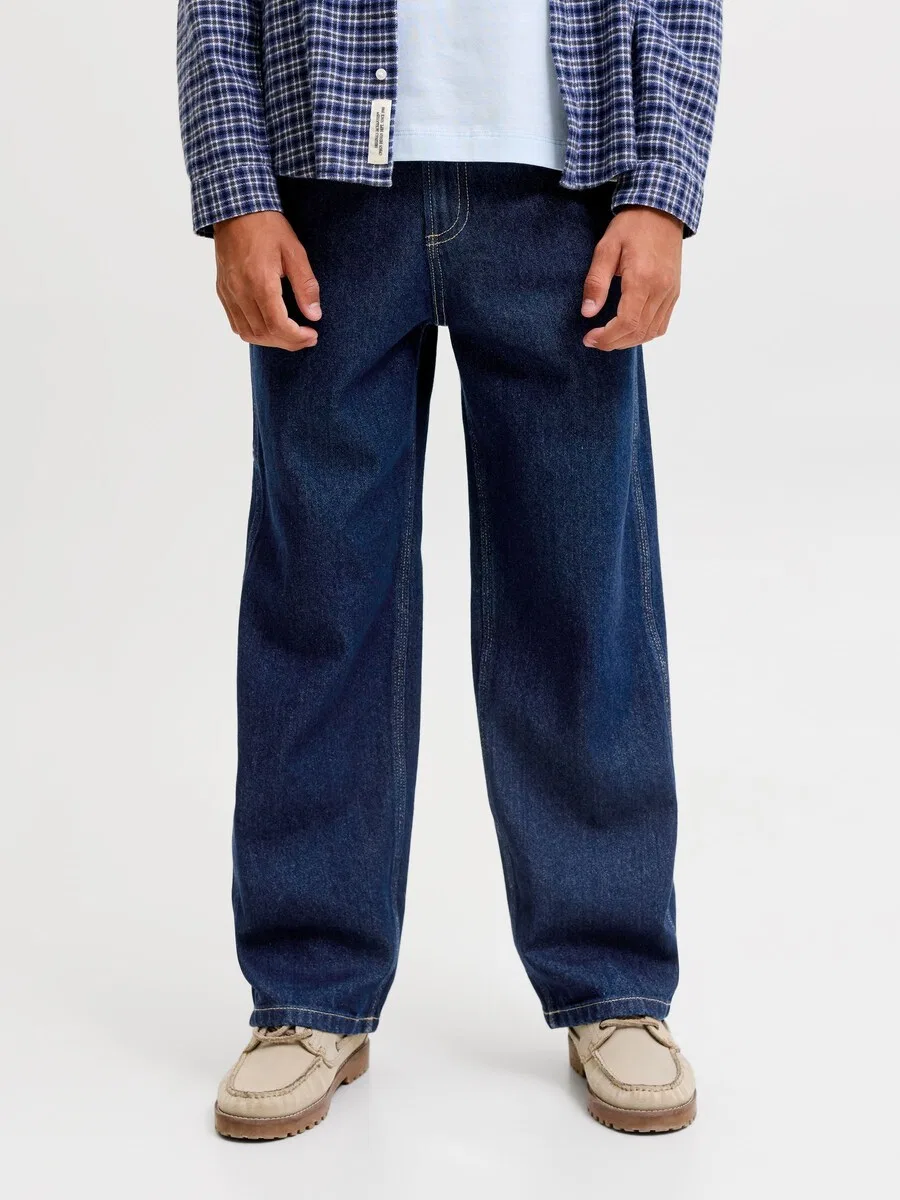 Детские джинсы Jack & Jones Junior Baggy Jeans 'JJIALEX JJCARPENTER' темно-синего цвета — фото 2
