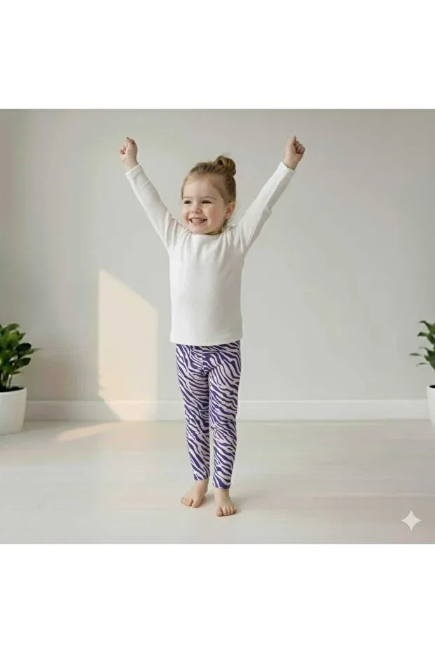 Детские леггинсы для девочек с принтом Basic Leydukids, Lilac — фото 2