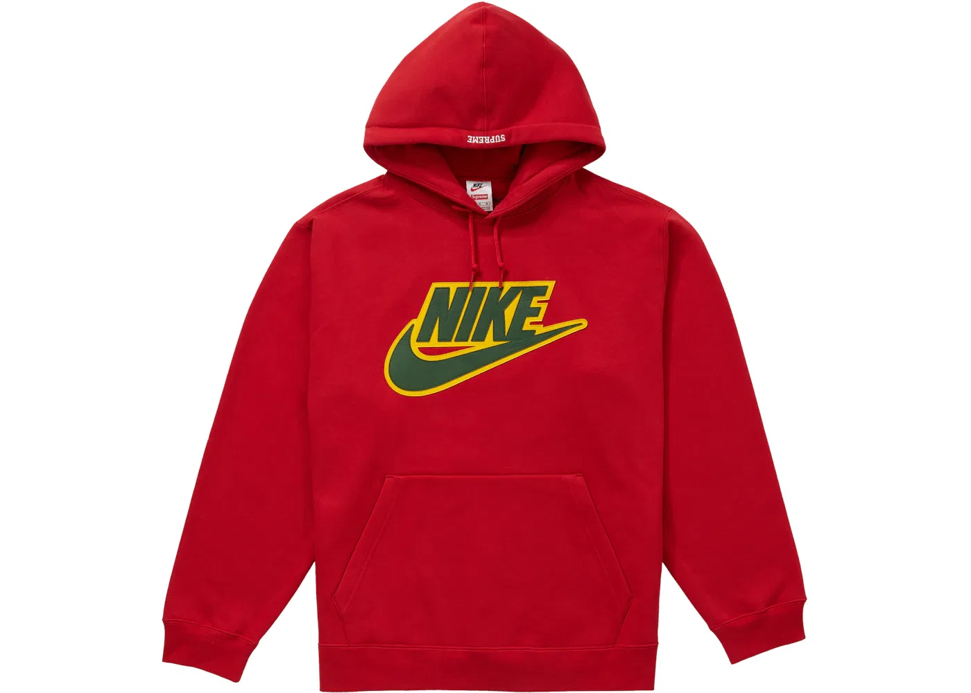 Мужской худи с кожаным аппликационным логотипом Supreme Nike Leather Applique Hooded Sweatshirt, Red