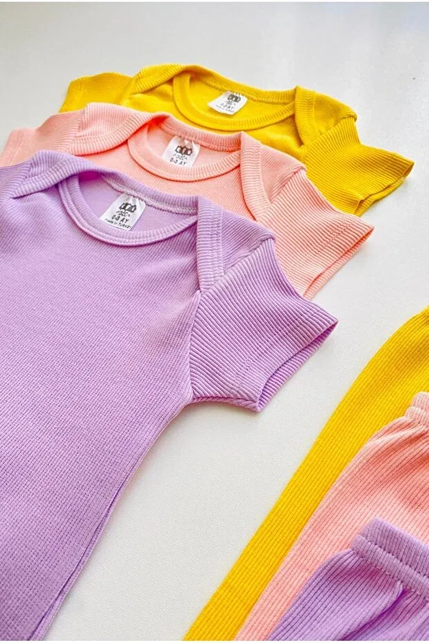 Детское боди-комбинезон с коротким рукавом, набор 3 шт, Basics, Efu Baby, Asorti — фото 4