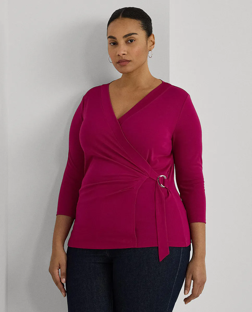 

Женская футболка с французскими рукавами-перекрестком Lauren Ralph Lauren Woman, розовый