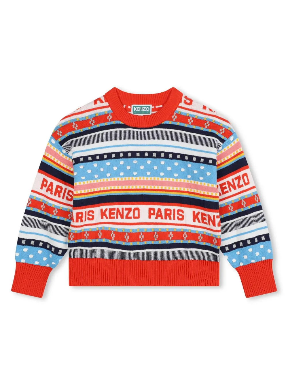 

Полосатый джемпер с круглым вырезом Kenzo Kids, красный