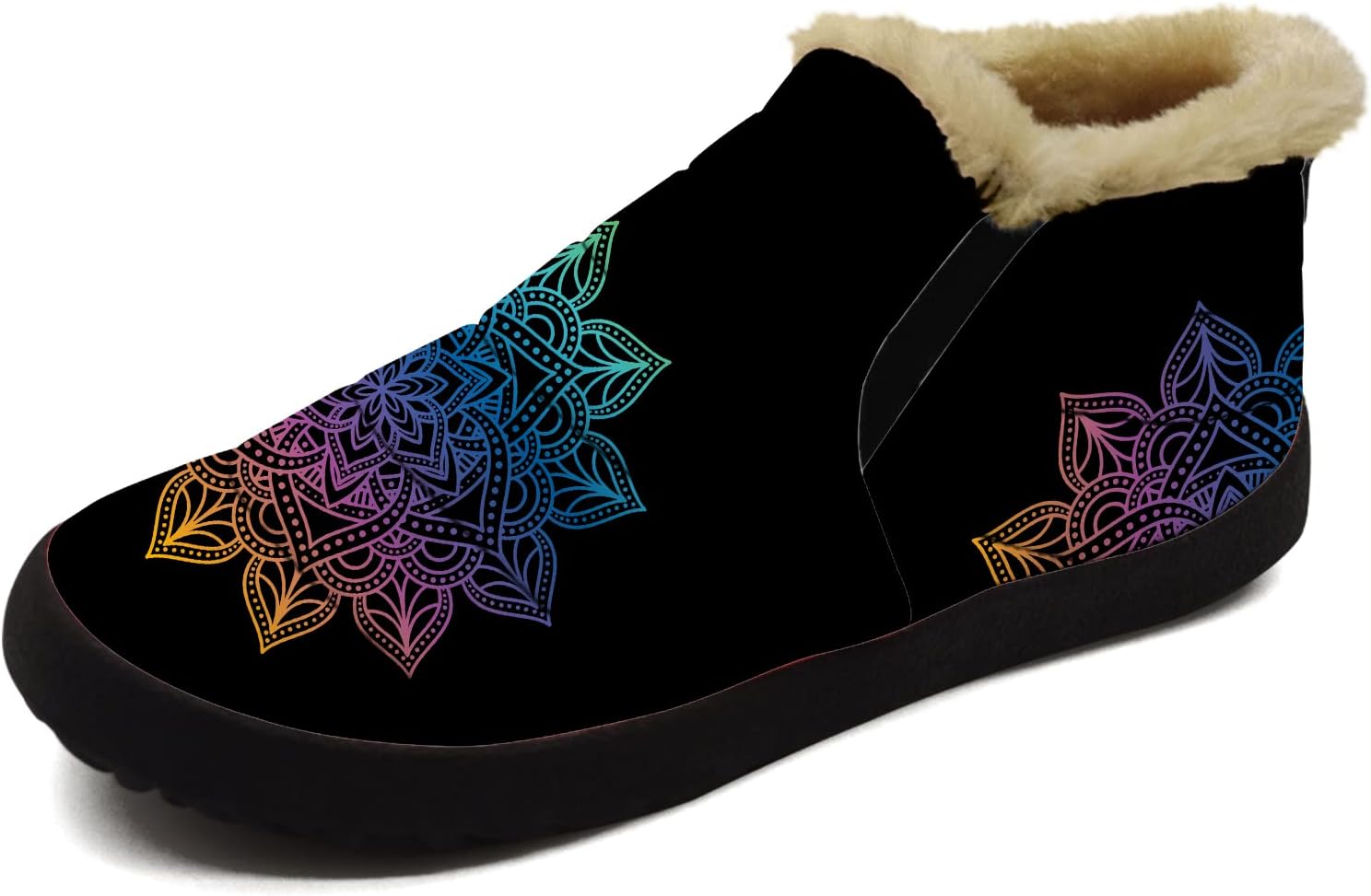 

Обувь с мандалой для женщин и мужчин, зимние сапоги, низкие модные кроссовки, ботильоны без шнурков, подарки на День святого Валентина Ximem, Colorful Mandala