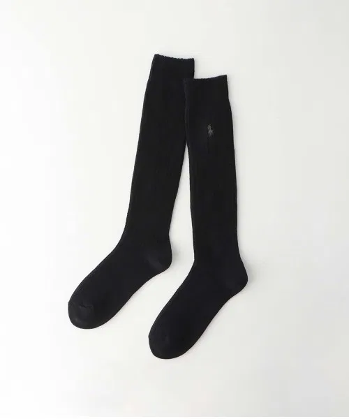 Носки высокие женские из кашемировой смеси Polo Ralph Lauren однотонные черные