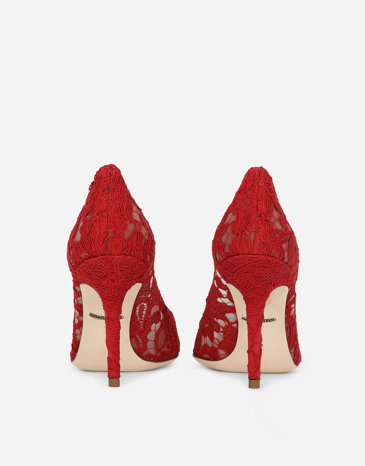 Туфли-лодочки из кружева в радужной расцветке с отделкой в виде броши Dolce & Gabbana, красный — фото 3