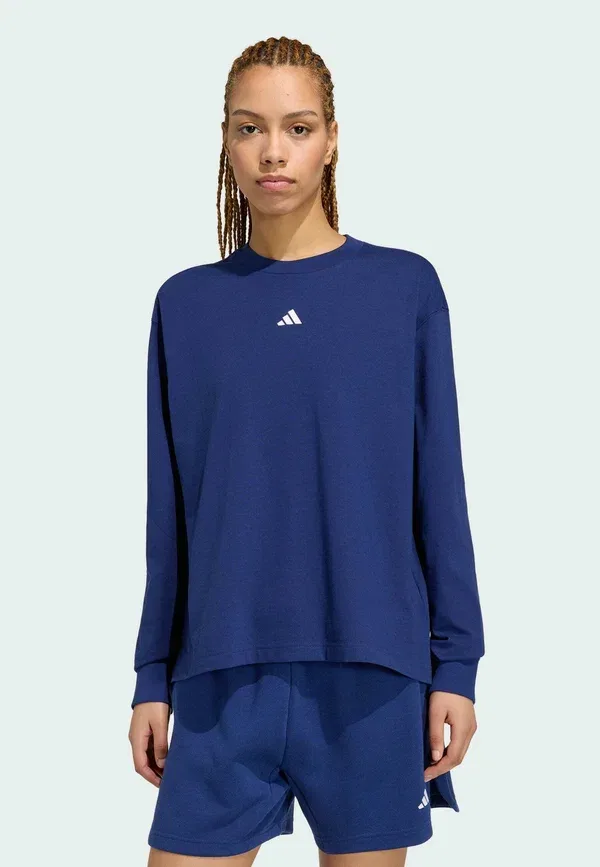 Футболка с длинным рукавом Adidas Sportswear 3 Stripes Studio Boyfriend Longsleeve Tee, темно-синий — фото 2