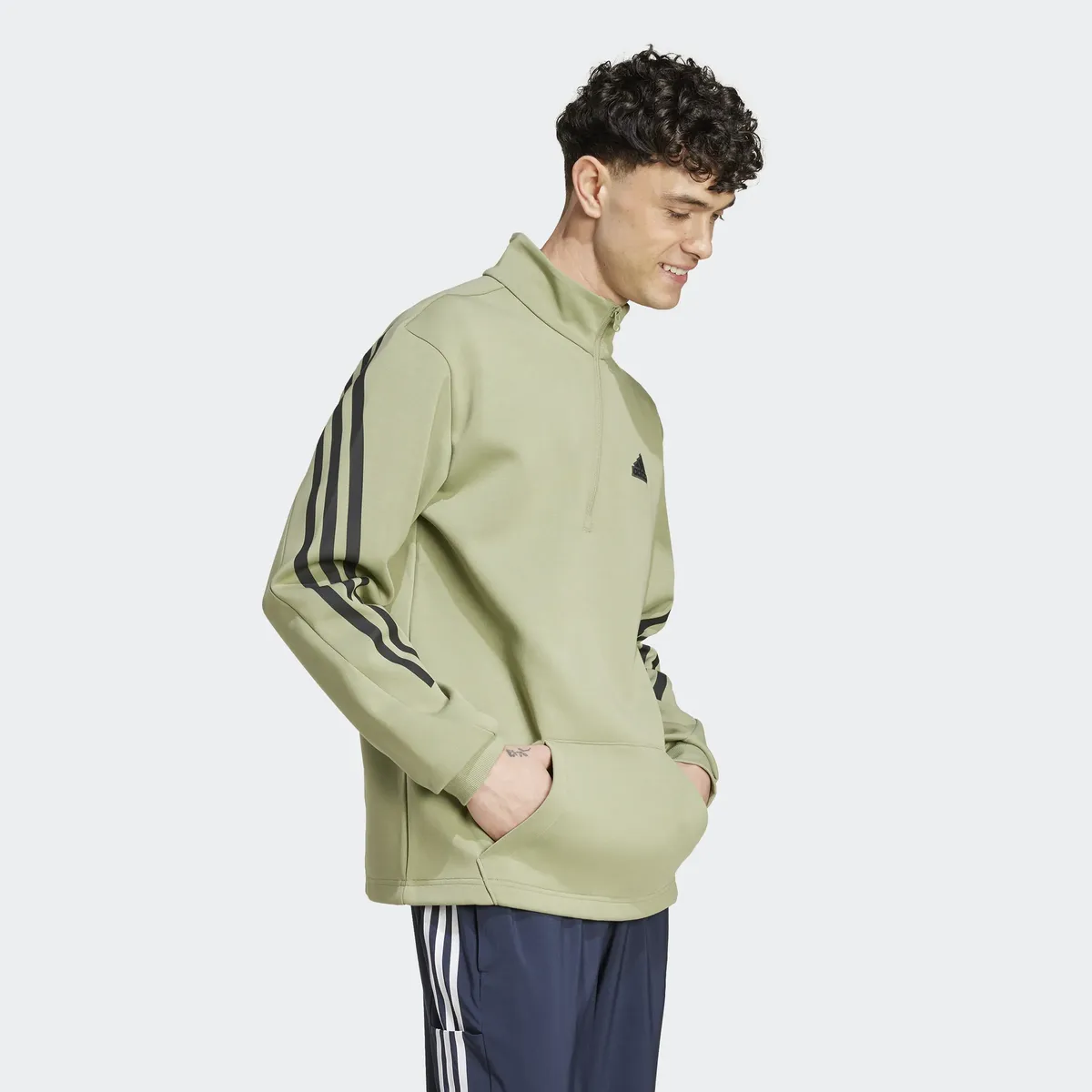 Свитер с высоким воротником Adidas Sportswear "M FI 3S HALFZIP", зеленый — фото 3