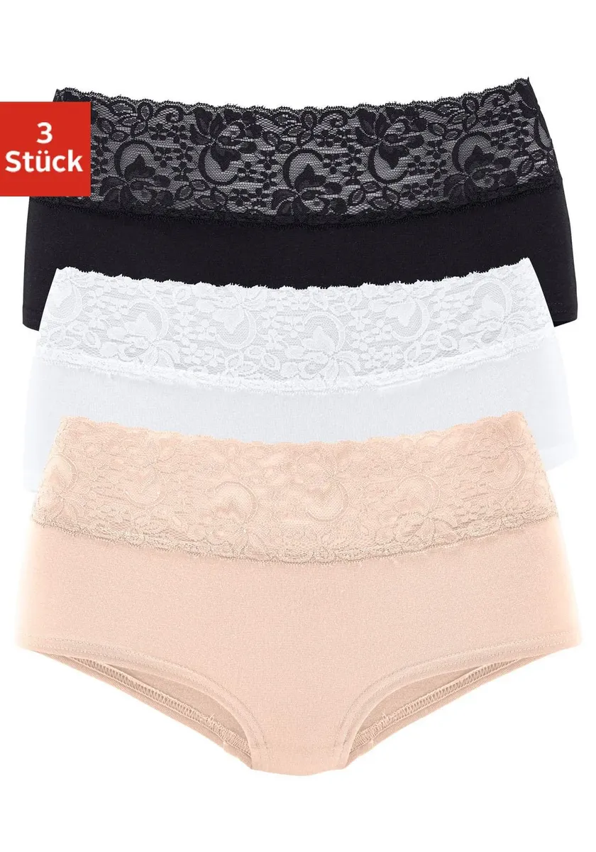 

Трусики Vivance (3 шт.) из эластичного хлопка с цветочным кружевом, белый