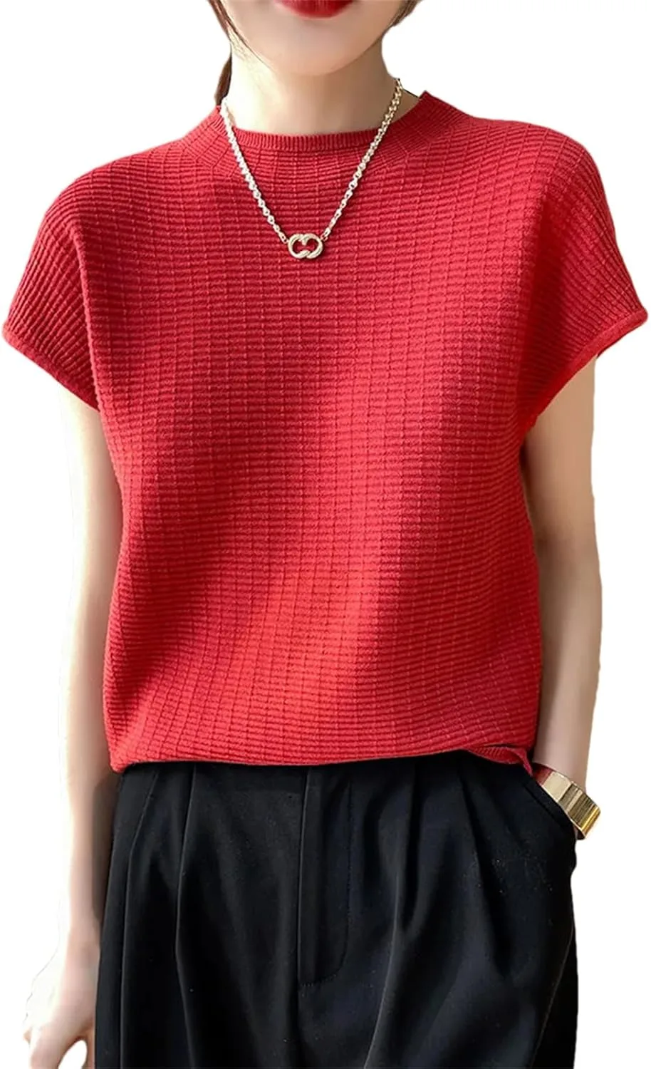 

Женская летняя свободная футболка с круглым вырезом в клетку