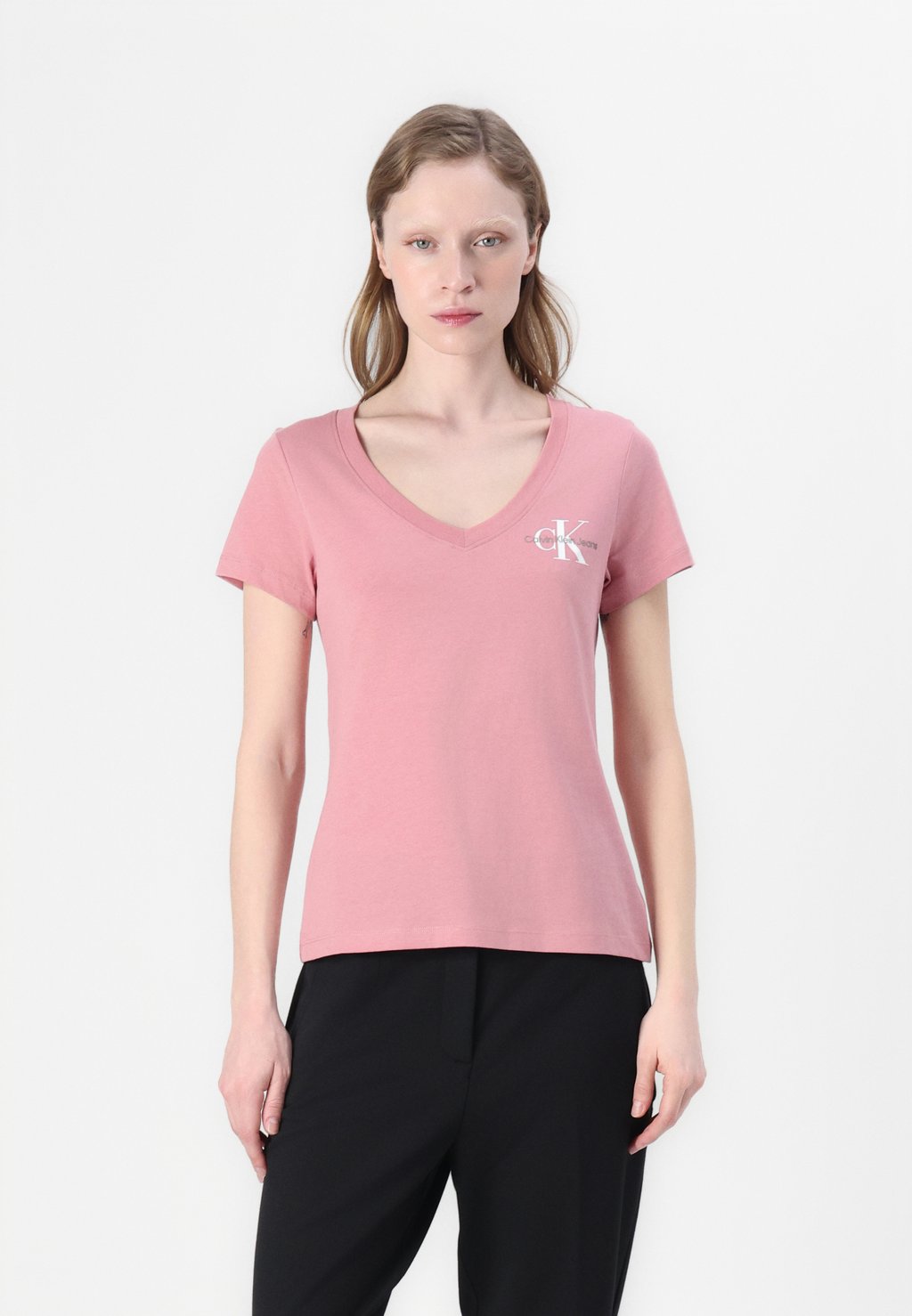 

Футболка с принтом MONOLOGO V NECK TEE Calvin Klein Jeans, светло-розовый