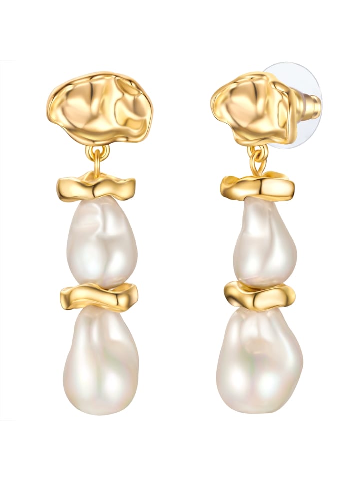 

Yokoamii Металлические серьги-подвески с культивированным пресноводным жемчугом в оправе из желтого золота