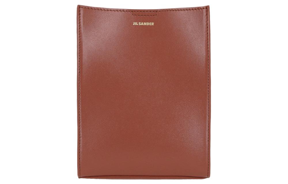 JIL SANDER Кожаная маленькая квадратная сумка через плечо Tangle Crossbody Bag Trumpets Женская красно-коричневая — фото 2