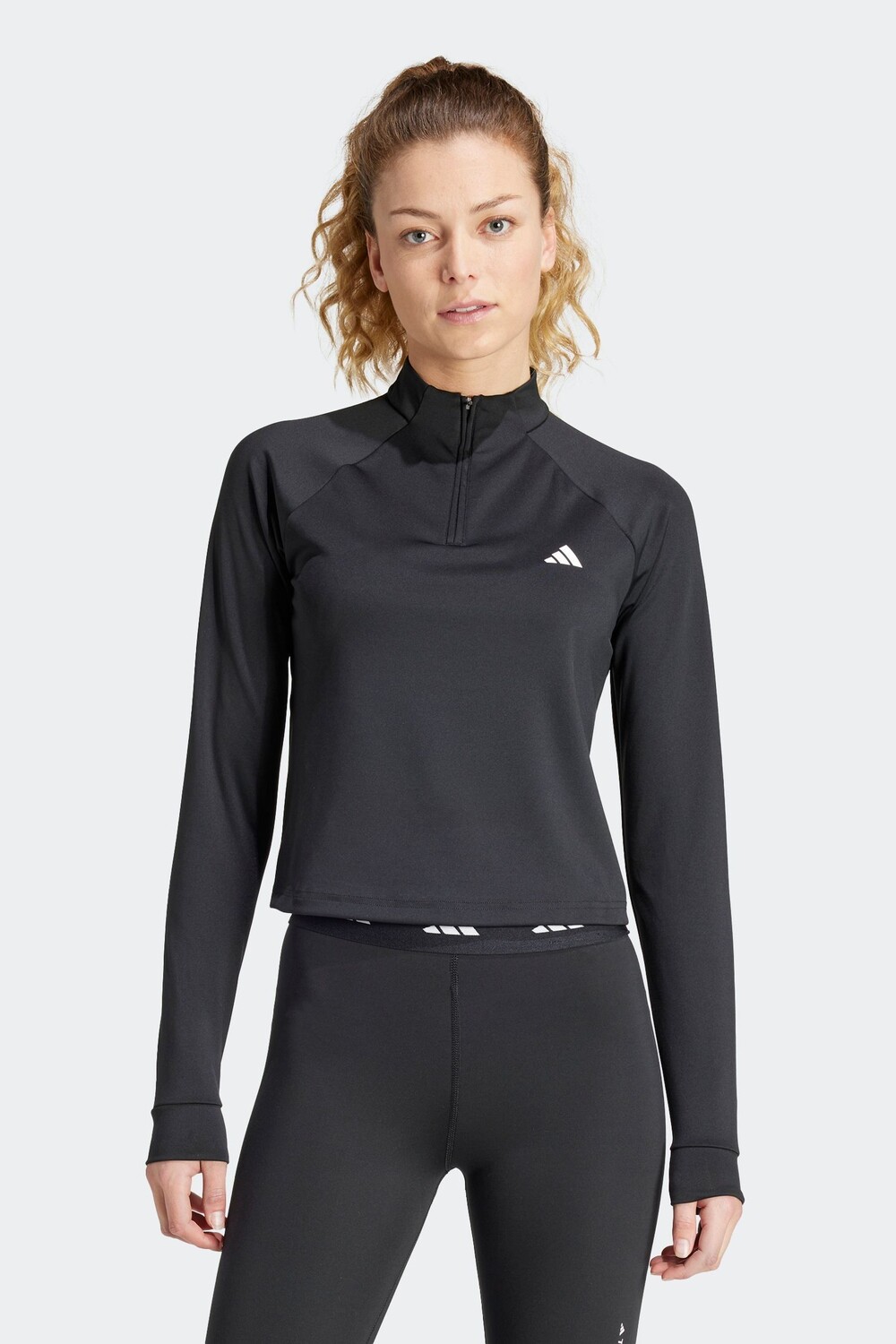 

Тренировочный свитер с застежкой молнией 1/4 Adidas, черный