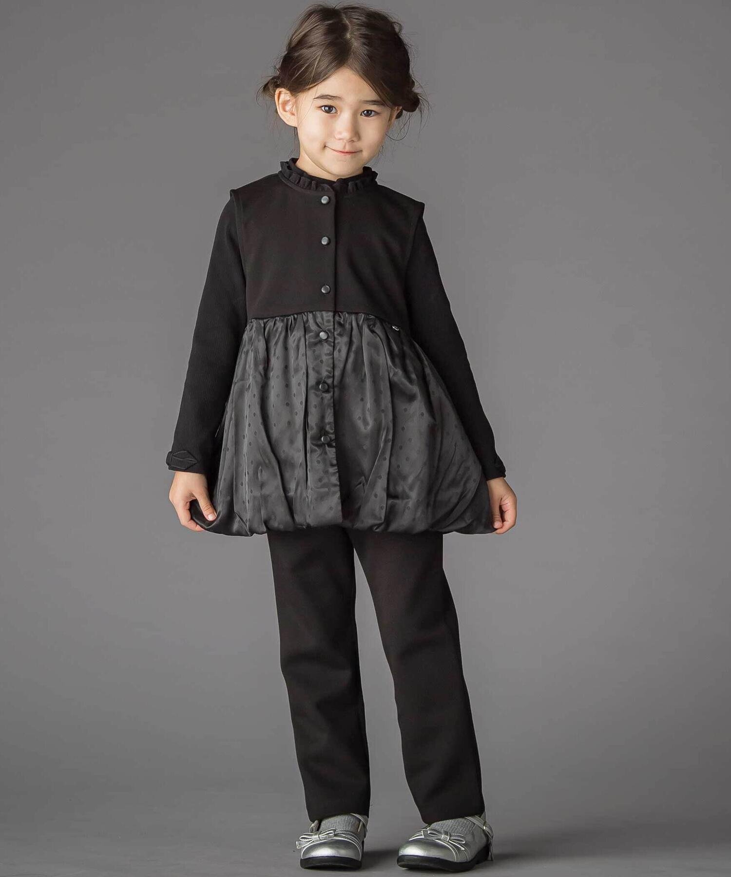 Жилет в горошек + брюки из ткани понте (95~150 см) BeBe Petits Pois Vert, Black