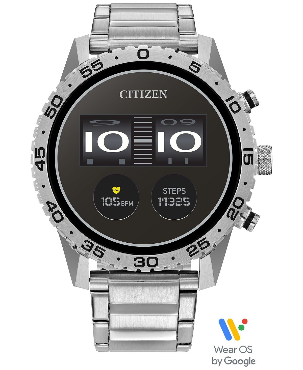 

Унисекс Смарт-часы CZ Smart Wear OS с браслетом из нержавеющей стали, 45 мм Citizen
