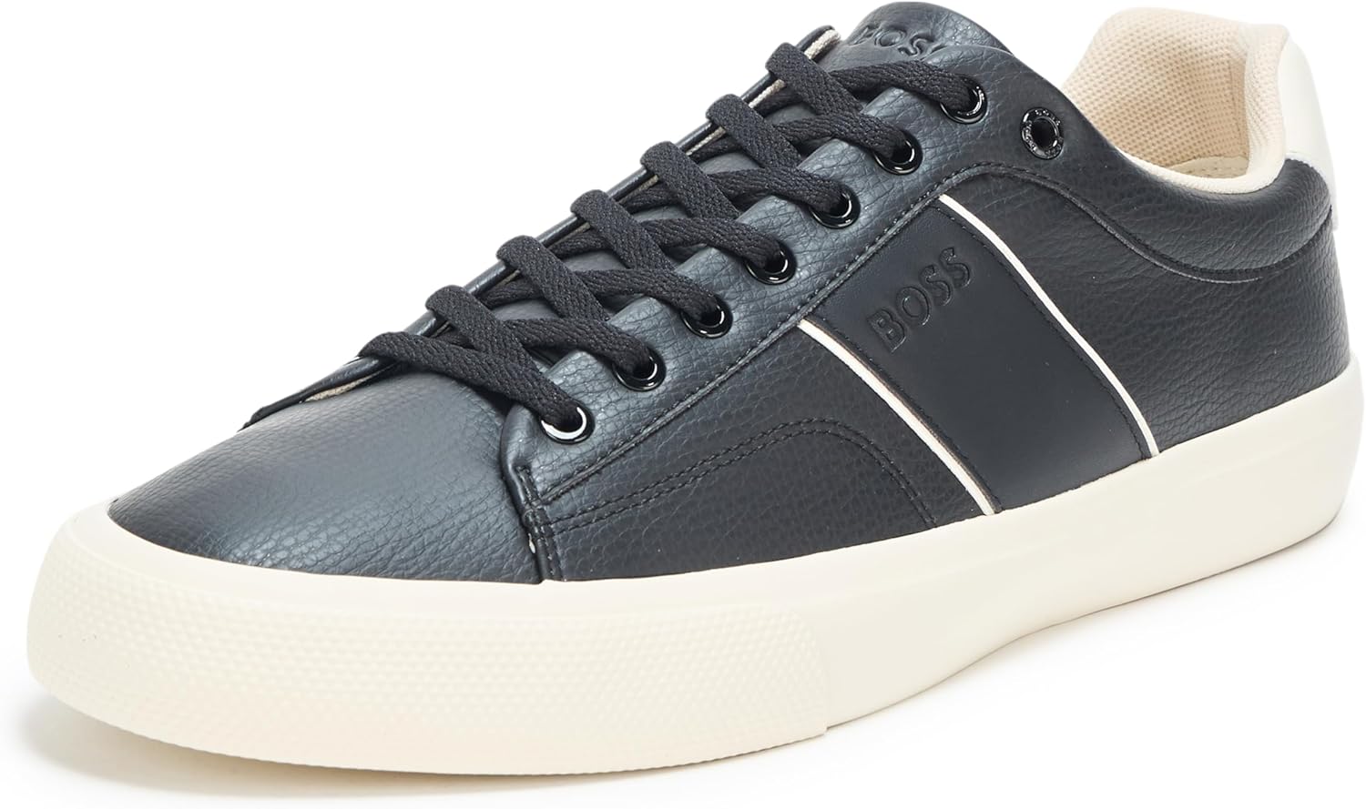 

BOSS мужские кожаные кроссовки Aiden Logo Block низкие, Castlerock Black