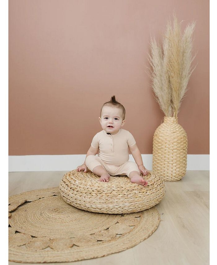 Комбинезон Henley из вискозы из бамбука в рубчик для маленьких мальчиков Earth Baby Outfitters, коричневый/бежевый — фото 2