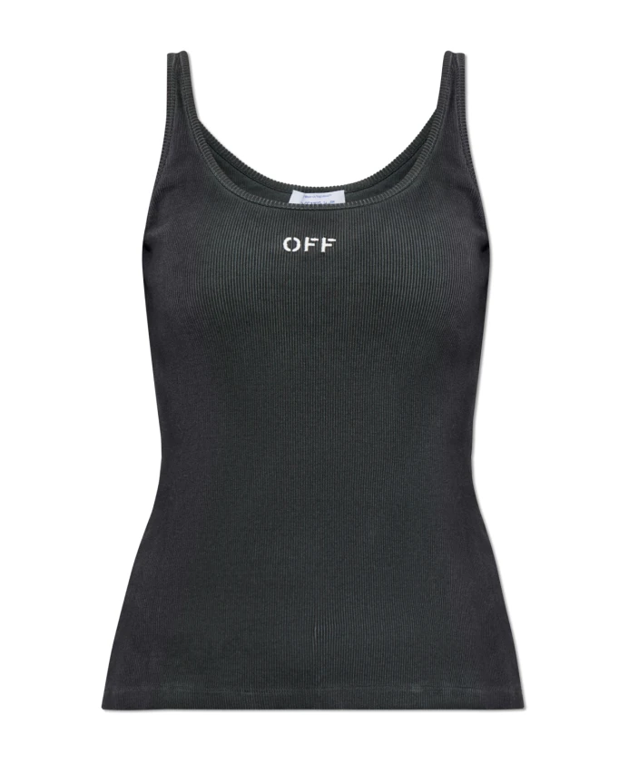 

Топ в рубчик с логотипом Off White, черный