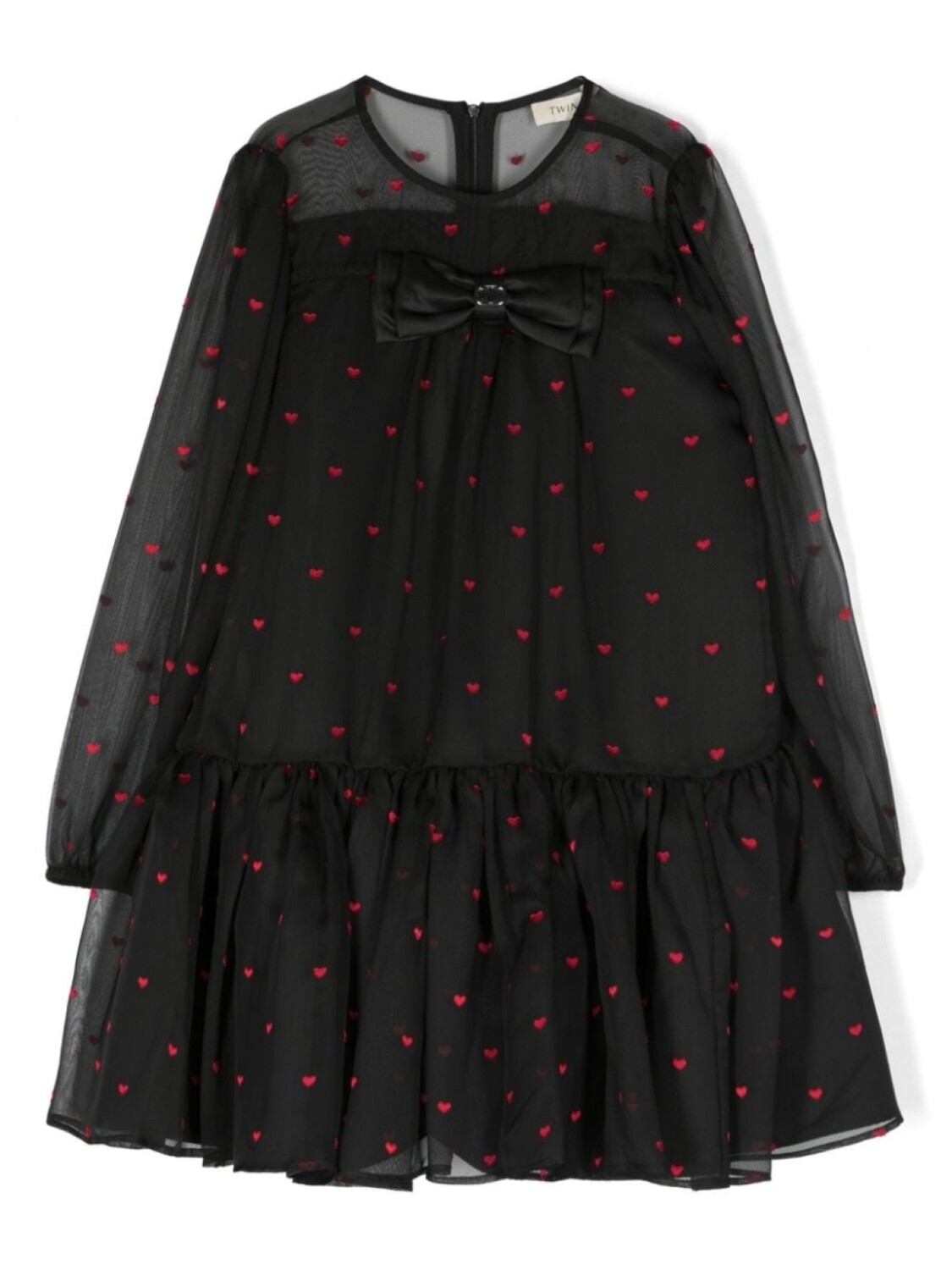 

Twinset heart-pattern long-sleeved dress, черный