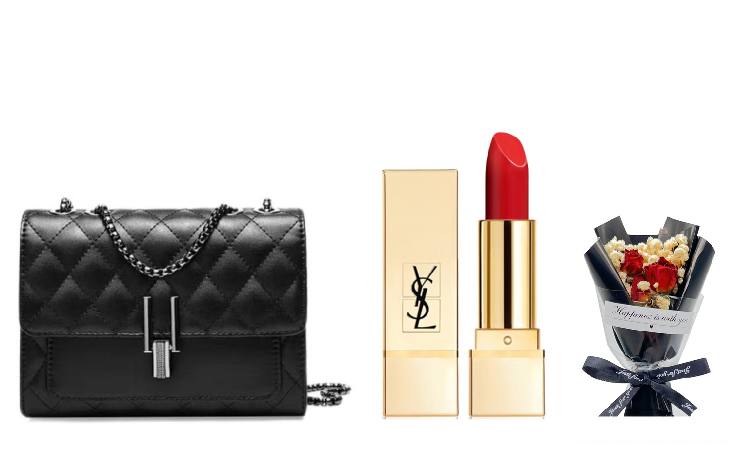 Подарочный набор: помада Yves Saint Laurent Rouge Pur Couture NM + сумка + букет — фото 3