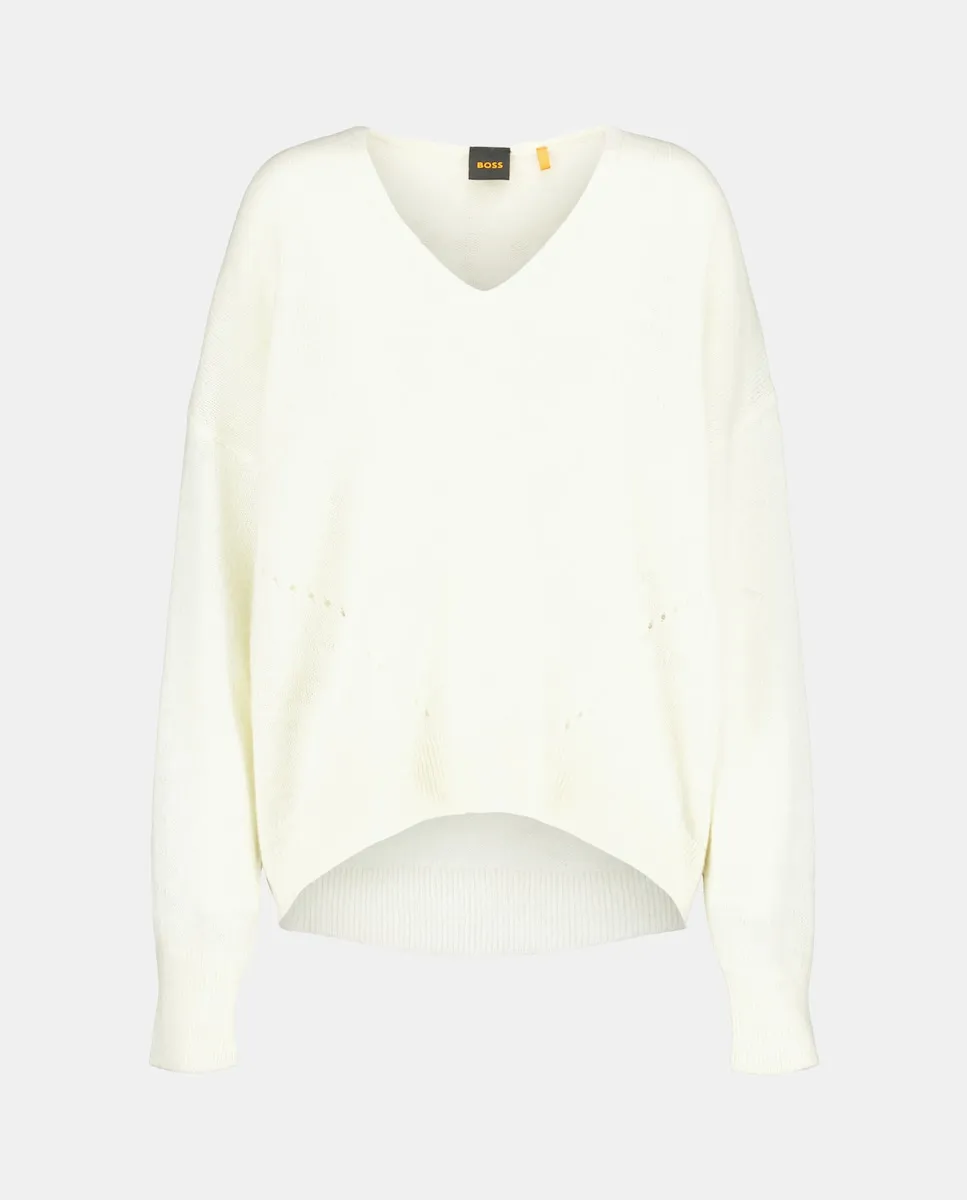 

Джемпер с V-образным вырезом и длинными рукавами Boss Orange, бежевый