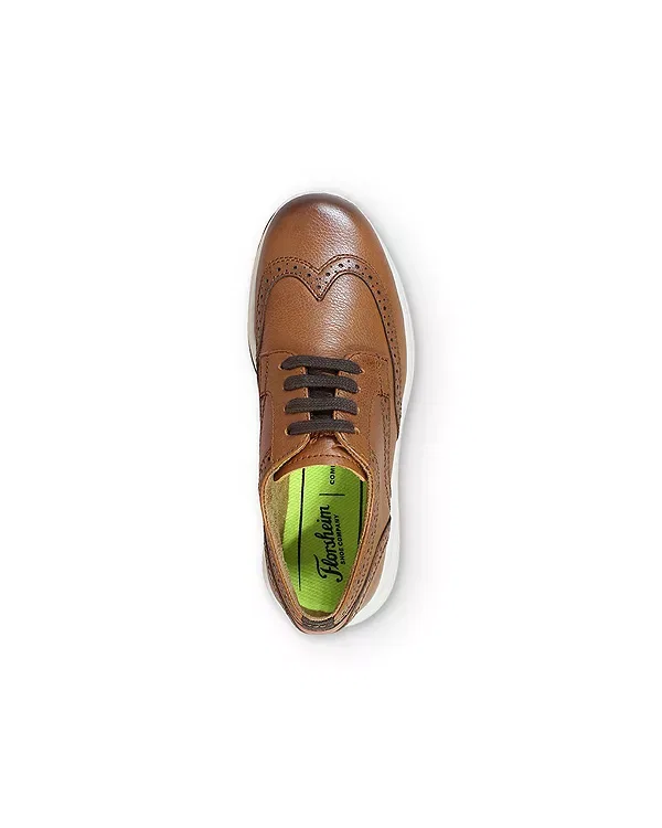 Детские классические туфли для мальчиков на шнуровке Great Lakes Wingtip Oxfords Florsheim Kids, Cognac — фото 3
