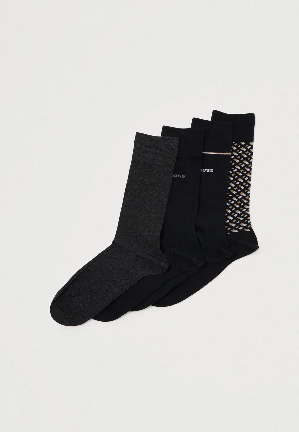 Подарочный набор из 4 носков с монограммой Boss, Black