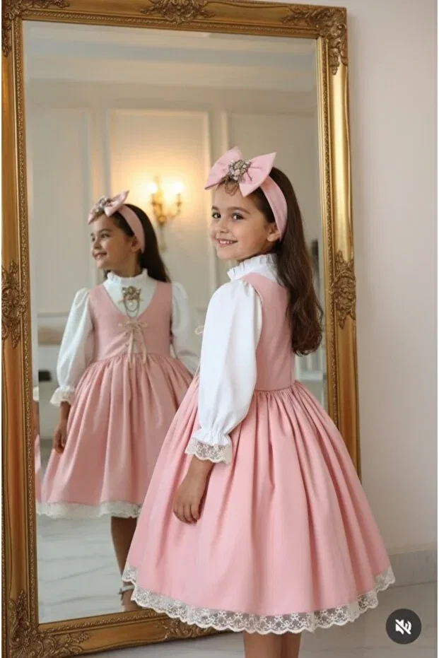 Детское платье для девочек хлопковое Prenses Tasarım Atolyesi, Pink