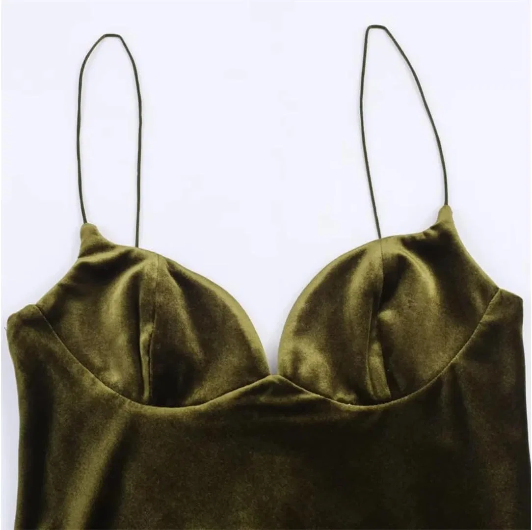 Женское вечернее платье А-силуэта с V-образным вырезом Luxury, Army Green — фото 3