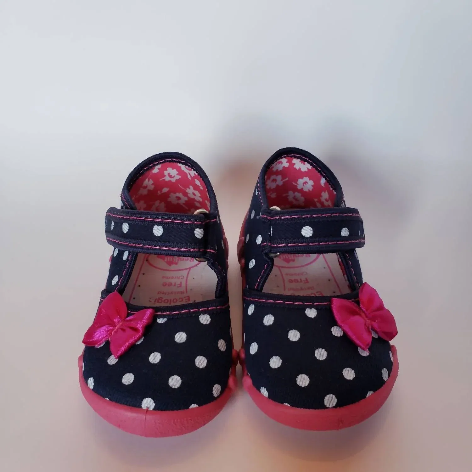 Детские туфли Мэри Джейн на липучке с ортопедической стелькой Renbut Shoes, Navy/Bright Pink