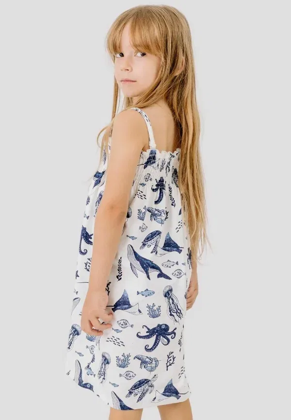 Платье с принтом Underwater world-sleeveless dress Walkiddy, белый — фото 2
