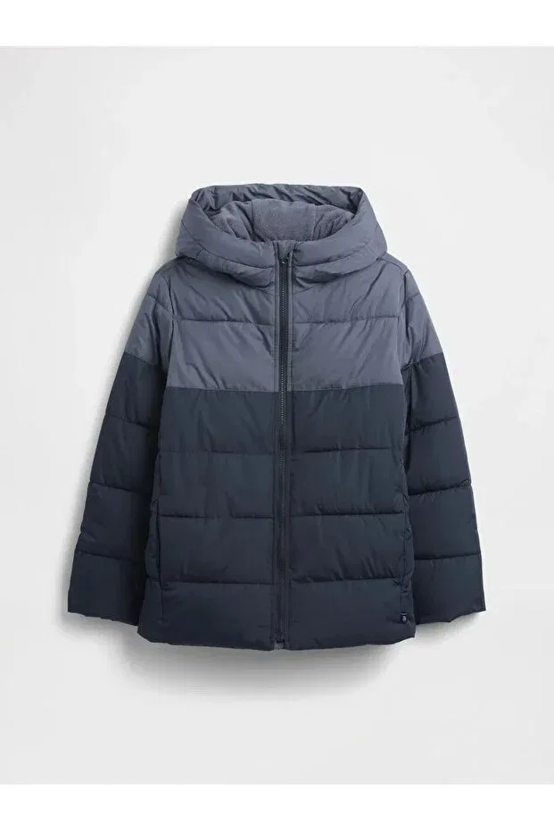 Детское зимнее пальто-пуховик для девочек с капюшоном V-Warmest puffer Gap, Navy Blue — фото 2