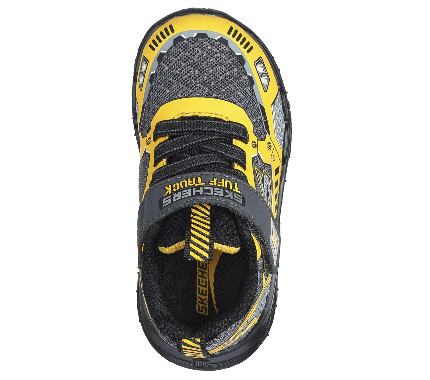 Детские кроссовки для мальчиков с подсветкой Skechers, TRACCE DI SKECH, Charcoal Synthetic Textile Yellow Trim — фото 3