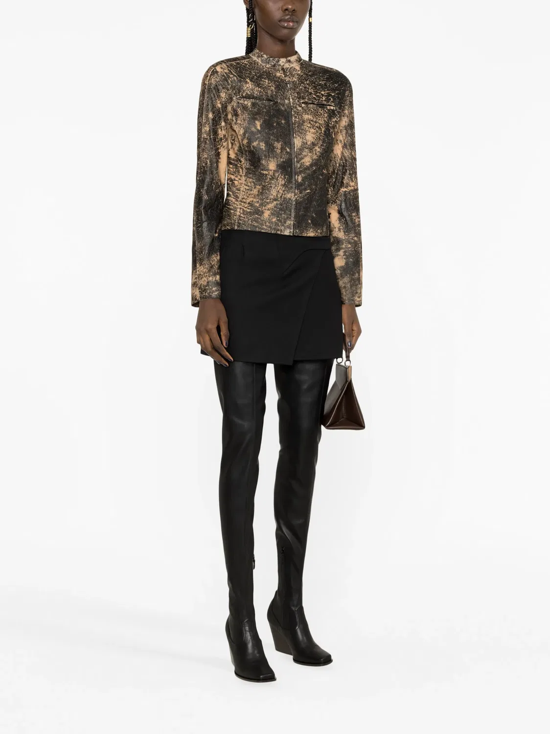 Кожаная куртка с потертым эффектом Acne Studios, черный — фото 4
